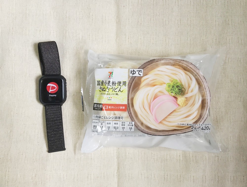 Apple Watchとうどんがならんでいる画像